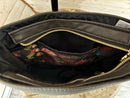 Oceanview Quilt Crossbody Bag - Medium Size *Charcoal Vinyl with Ragmaw Design House Gardenia Fabric- Gold Hardware