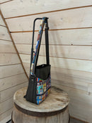 Oceanview Quilt Crossbody Bag - Medium Size *Charcoal Vinyl with Ragmaw Design House Row House Fabric- Gunmetal Hardware